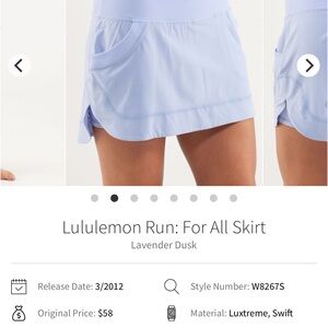 Lululemon Run For All Skirt